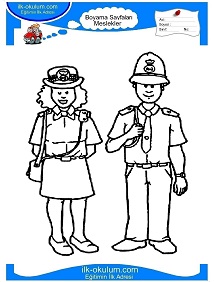 Çocuklar İçin Polis Boyama Sayfaları 